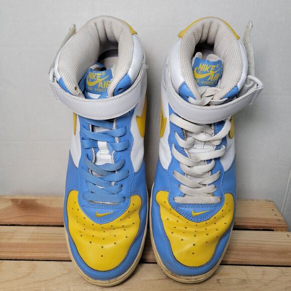 Nike Air Force One Mid Legend Blue Maize Hi-Top Sneakers - Size 10.5 - Picture 2 of 6